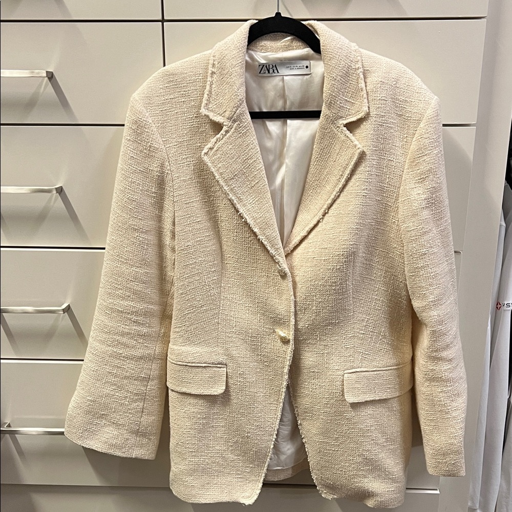 Zara Textured Cream Blazer for Women